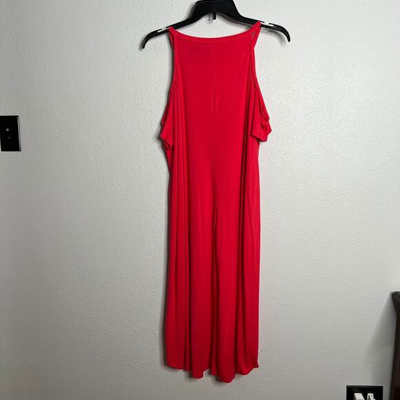 Torrid Super Soft Knits Tank Dress Red Hi-Low Hem Cold Shoulder Sleeve Sz 2 - Picture 4 of 6